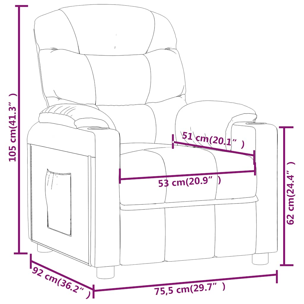 Recliner Chair Dark Brown Fabric