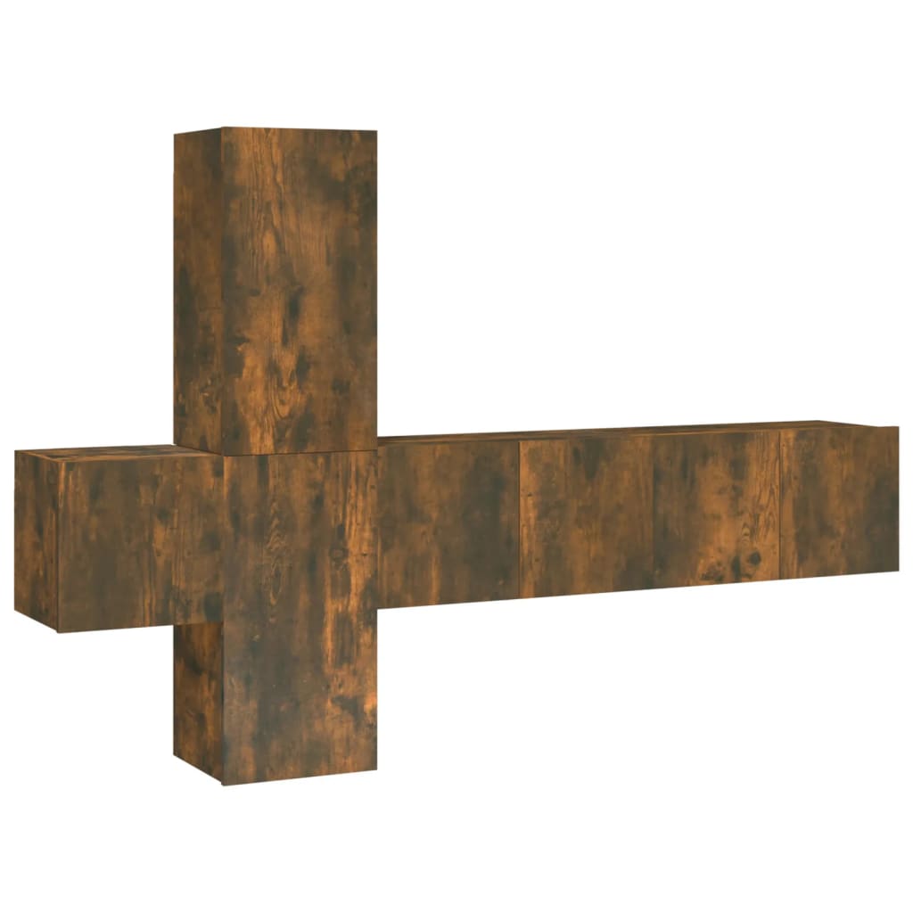 5 Piece TV Cabinet Set Smoked Oak Engineered Wood