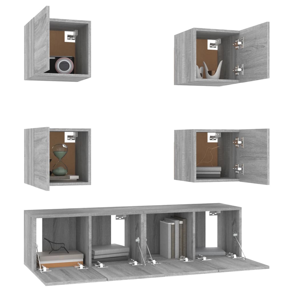 6 Piece TV Cabinet Set Grey Sonoma Engineered Wood