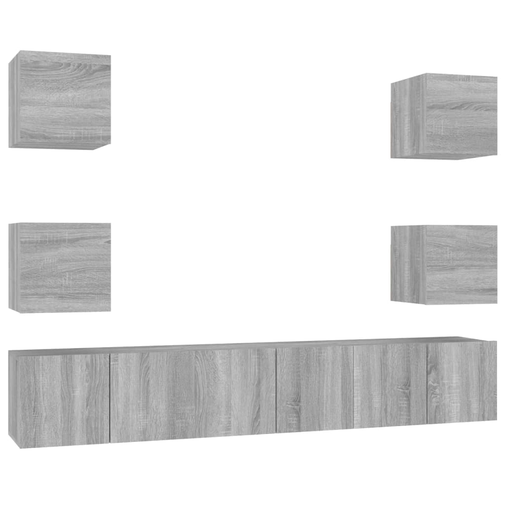 7 Piece TV Cabinet Set Grey Sonoma Engineered Wood