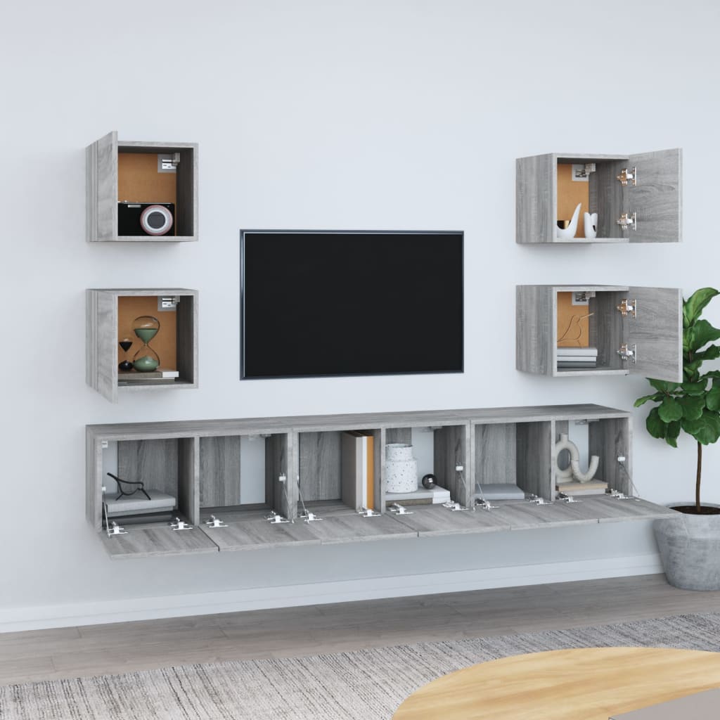 7 Piece TV Cabinet Set Grey Sonoma Engineered Wood