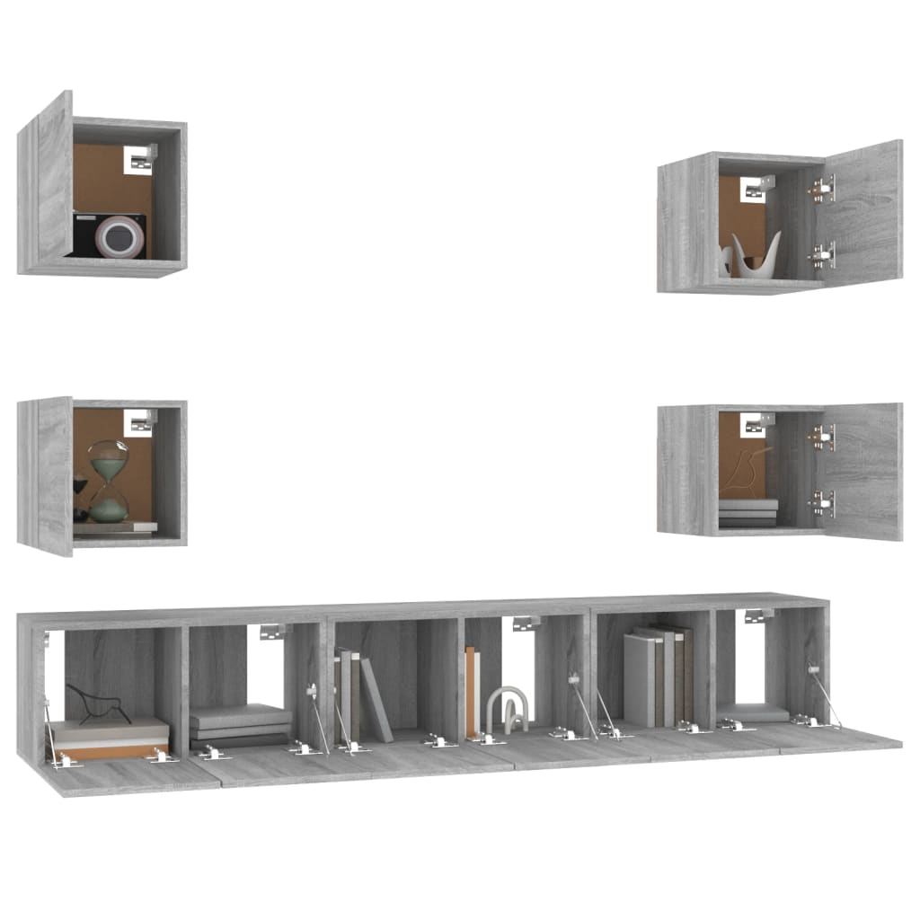 7 Piece TV Cabinet Set Grey Sonoma Engineered Wood