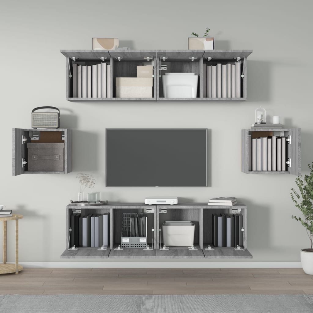 6 Piece TV Cabinet Set Grey Sonoma Engineered Wood