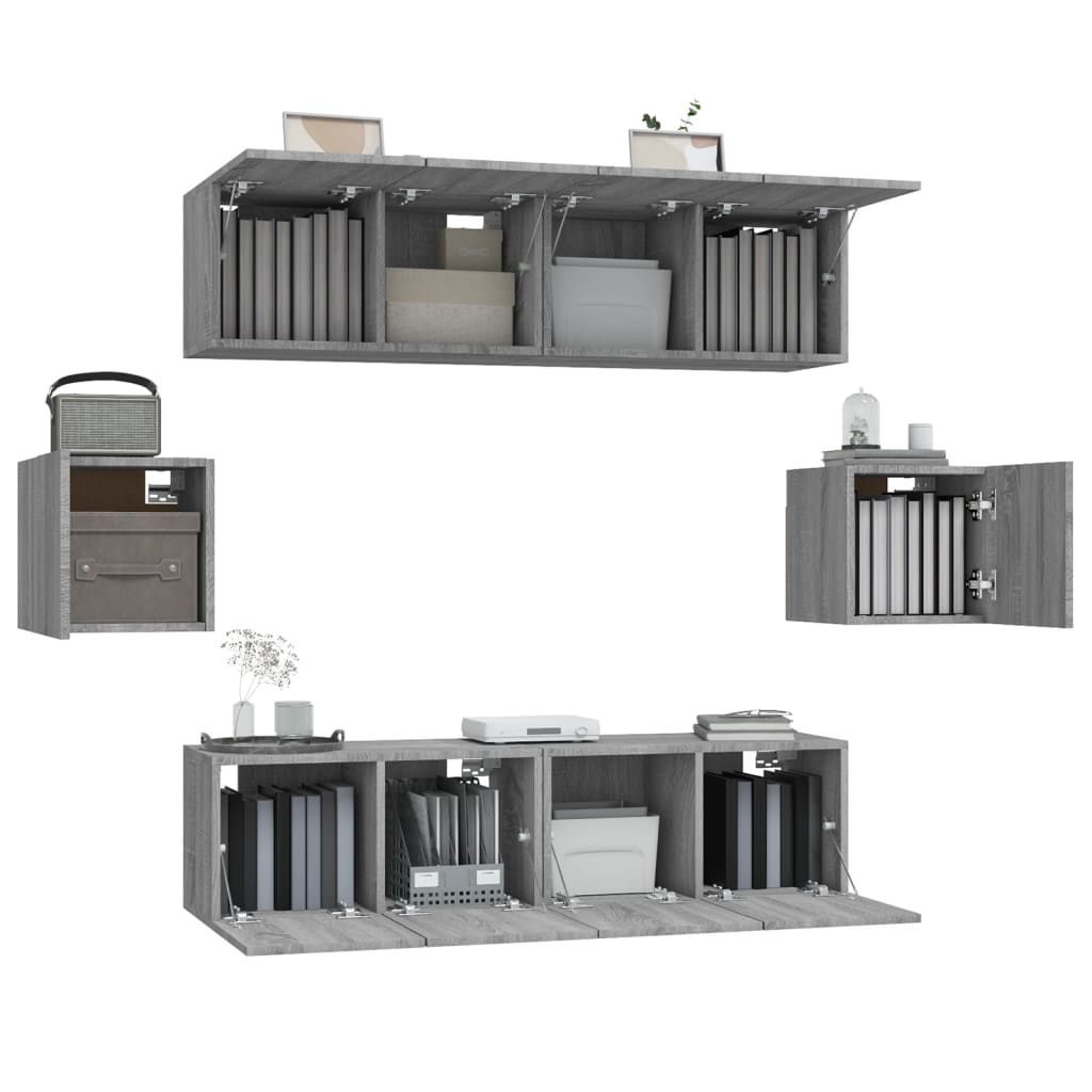 6 Piece TV Cabinet Set Grey Sonoma Engineered Wood