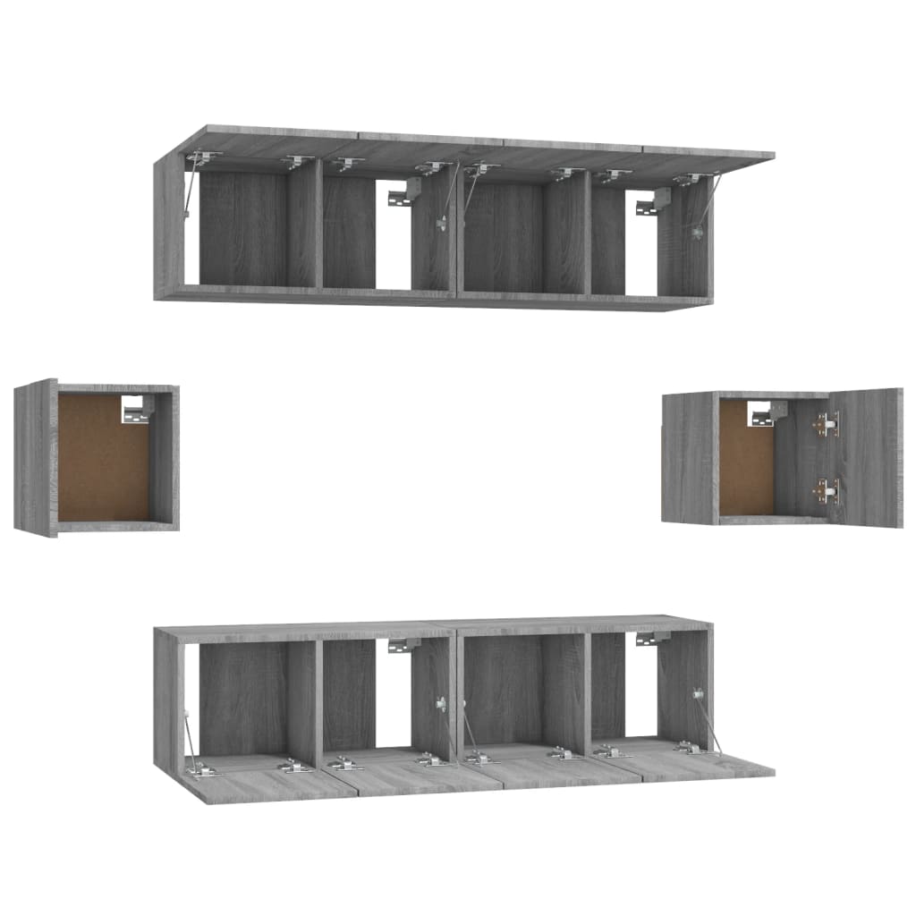 6 Piece TV Cabinet Set Grey Sonoma Engineered Wood