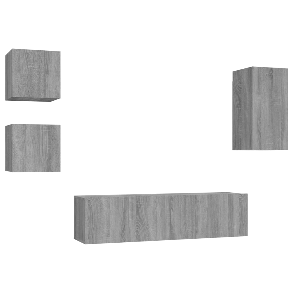 5 Piece TV Cabinet Set Grey Sonoma Engineered Wood