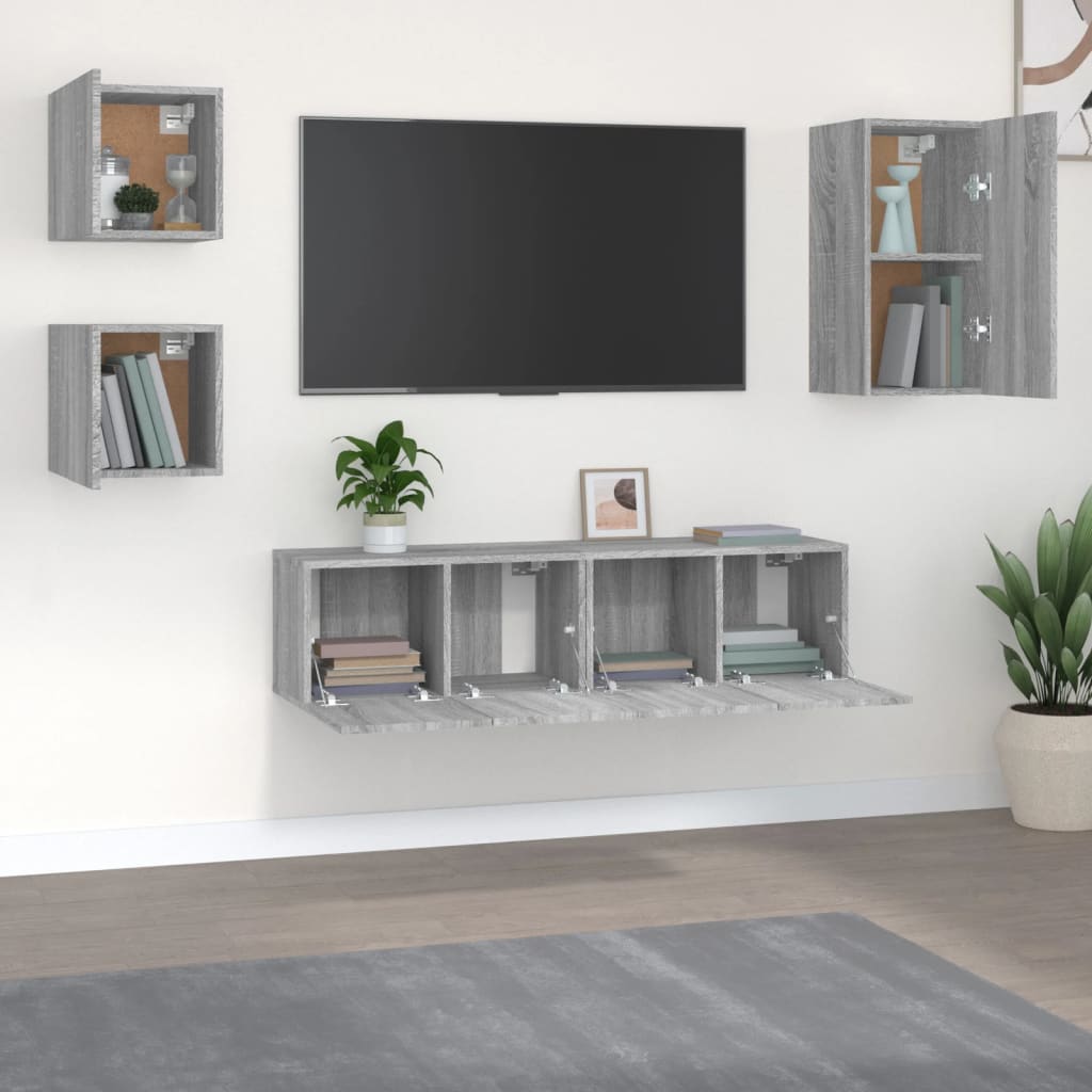 5 Piece TV Cabinet Set Grey Sonoma Engineered Wood