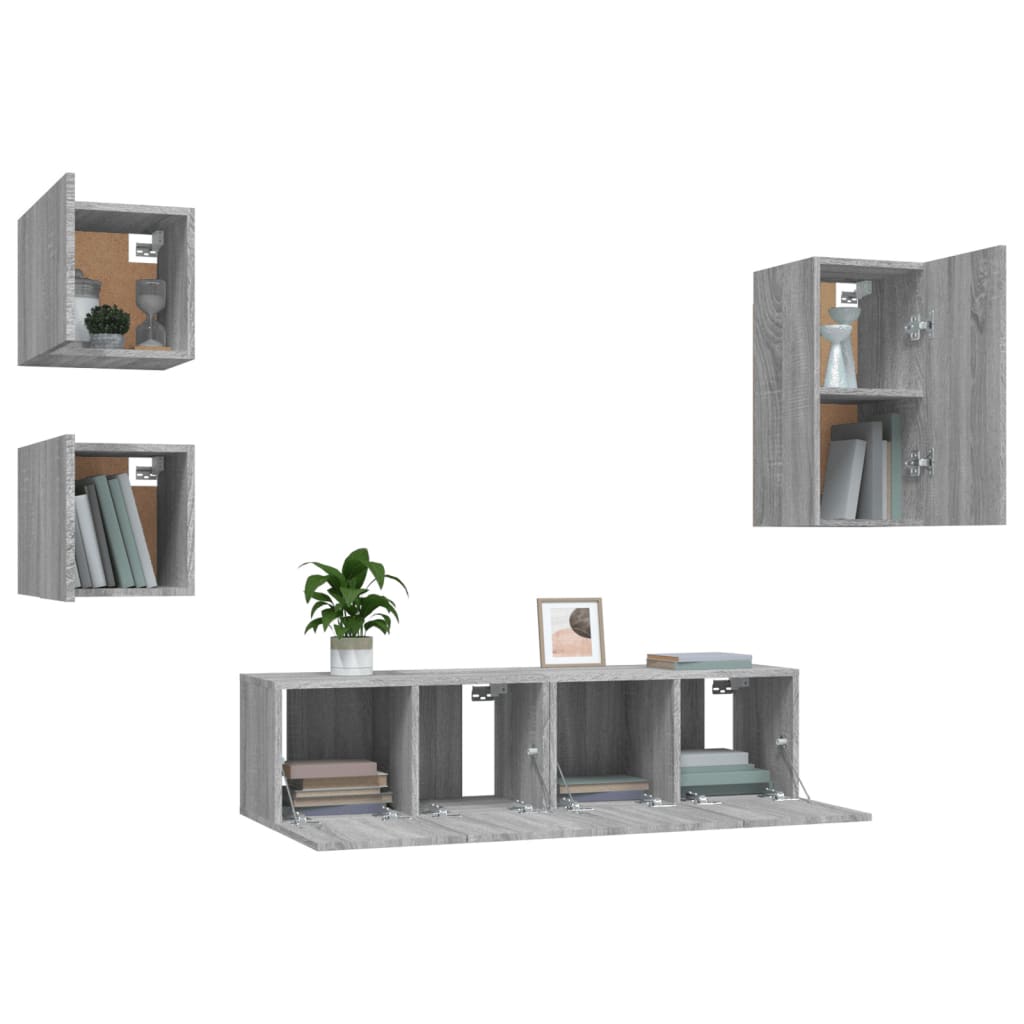 5 Piece TV Cabinet Set Grey Sonoma Engineered Wood