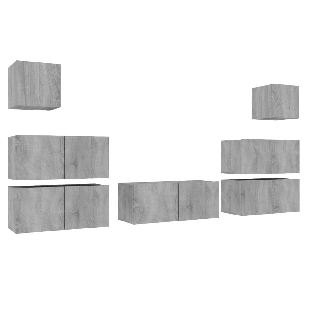 7 Piece TV Cabinet Set Grey Sonoma Engineered Wood