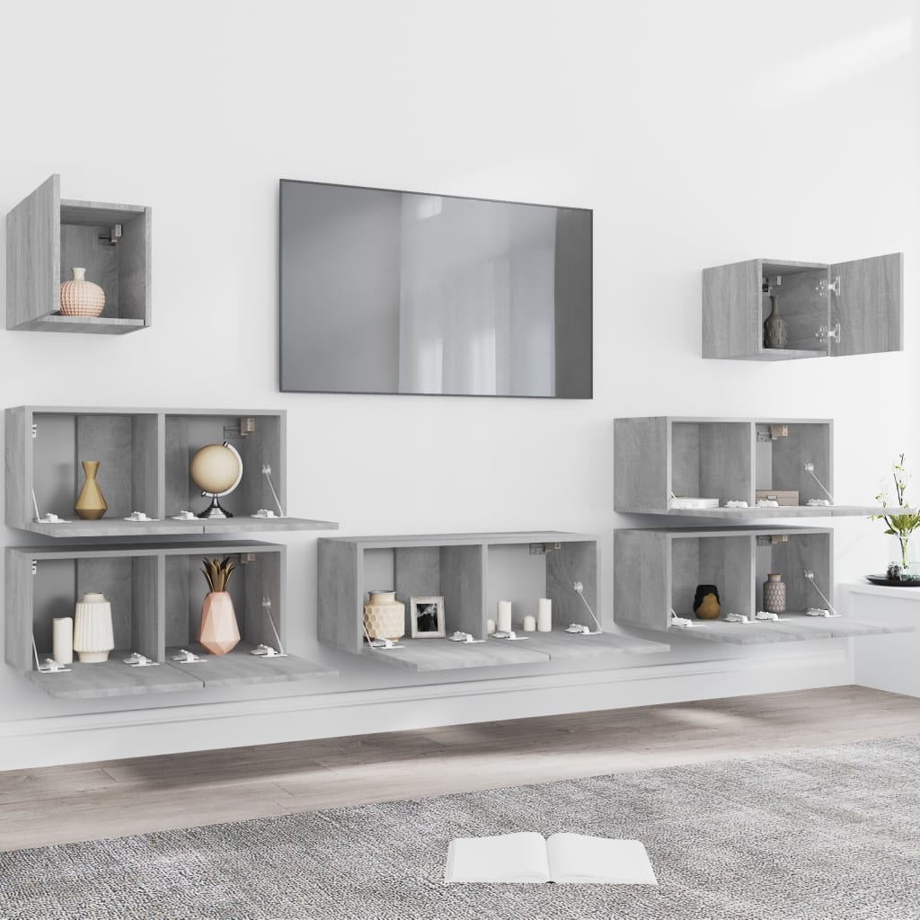 7 Piece TV Cabinet Set Grey Sonoma Engineered Wood