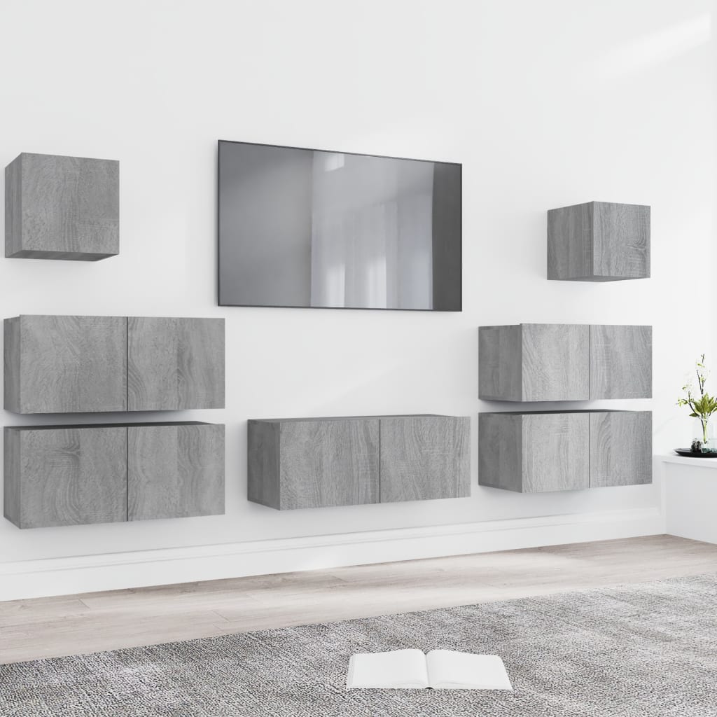 7 Piece TV Cabinet Set Grey Sonoma Engineered Wood