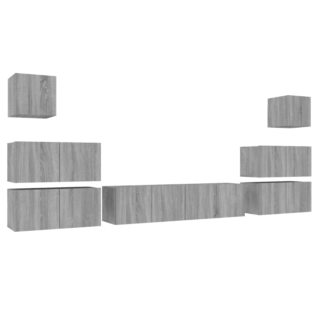 8 Piece TV Cabinet Set Grey Sonoma Engineered Wood