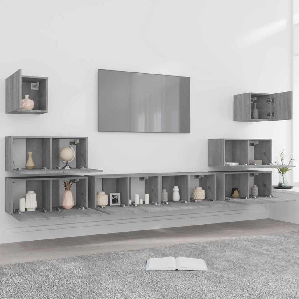 8 Piece TV Cabinet Set Grey Sonoma Engineered Wood