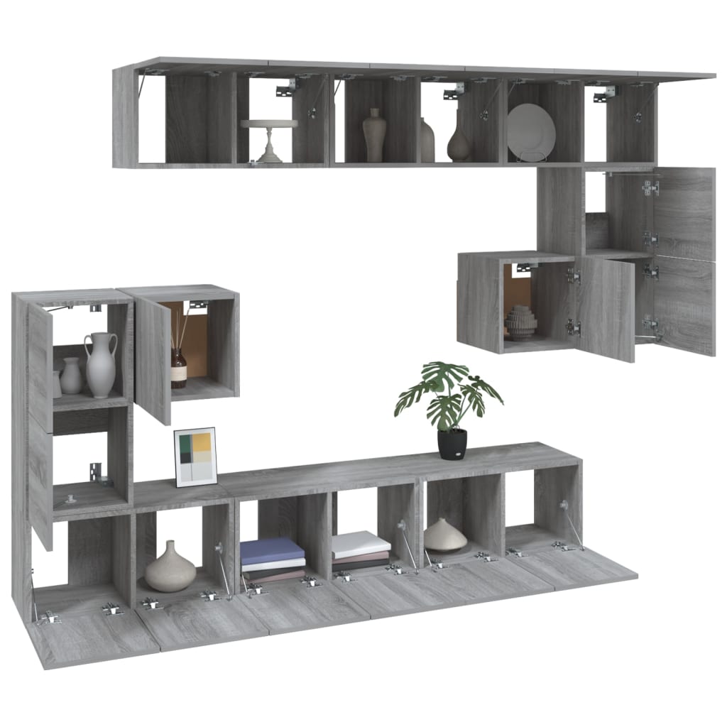 10 Piece TV Cabinet Set Grey Sonoma Engineered Wood