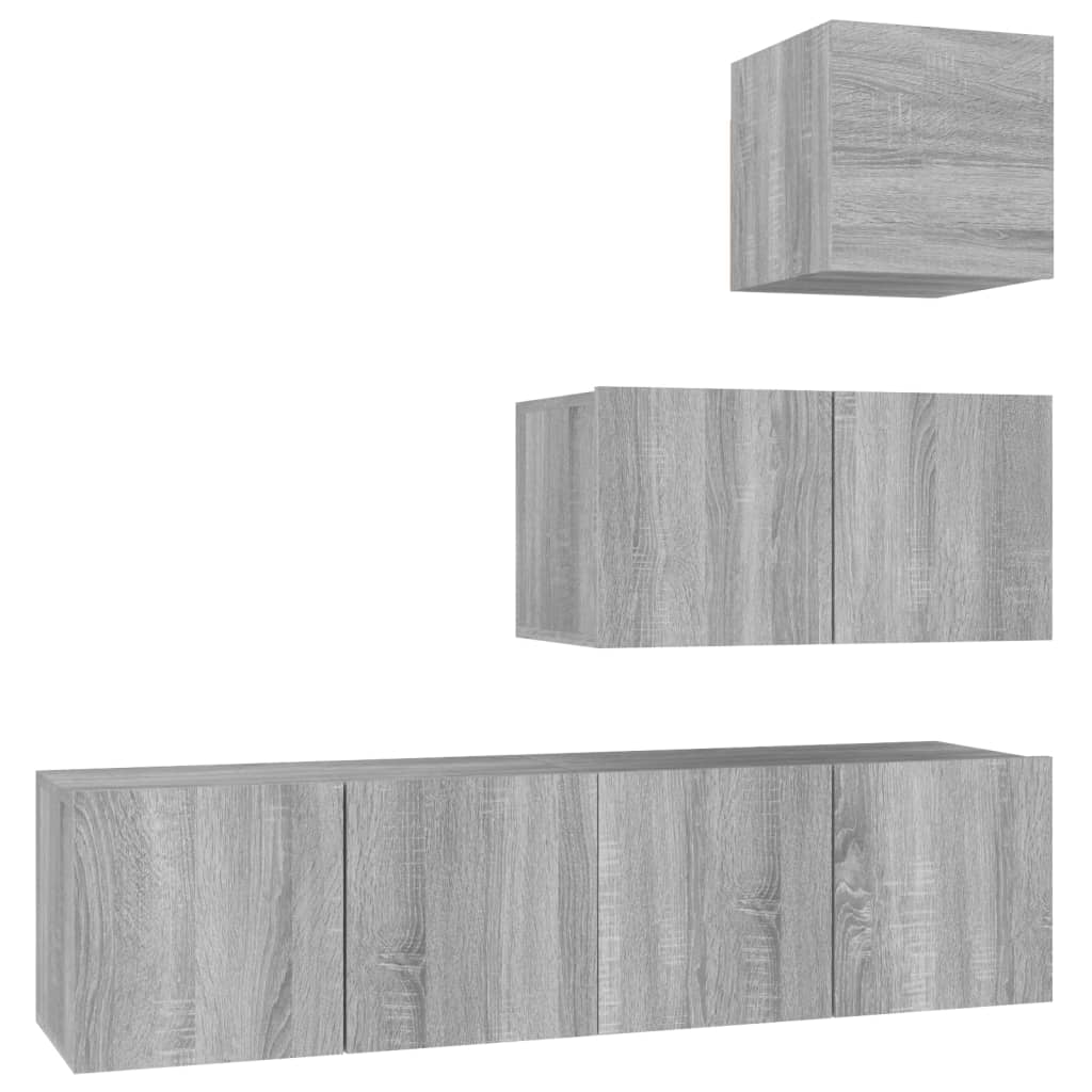 4 Piece TV Cabinet Set Grey Sonoma Engineered Wood