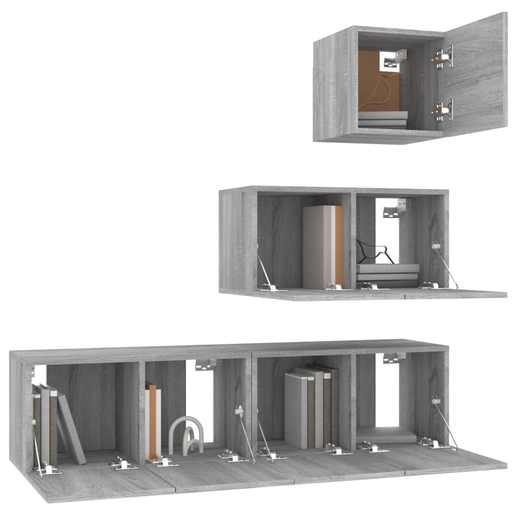 4 Piece TV Cabinet Set Grey Sonoma Engineered Wood