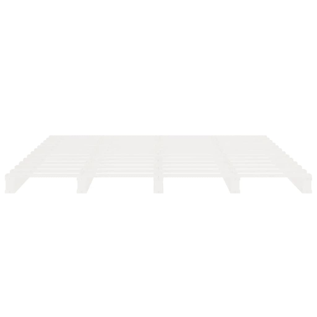 Bed Frame without Mattress White 135x190 cm Double Solid Wood Pine