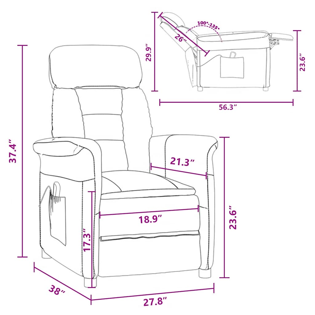 Massage Chair with Cushion Taupe 70.5 x 96.5 x 95 cm Fabric