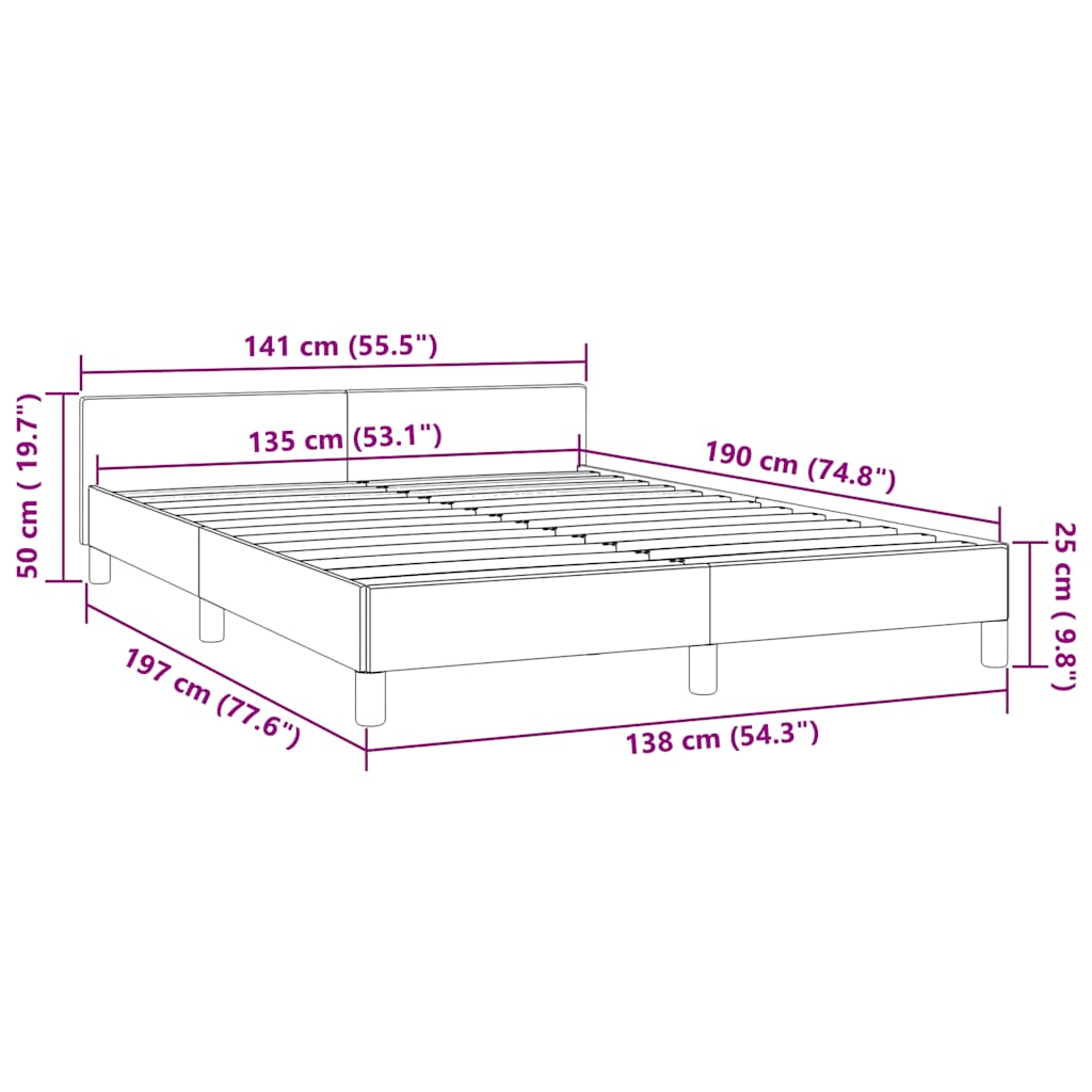 Bed Frame without Mattress White 135x190cm Double Faux Leather
