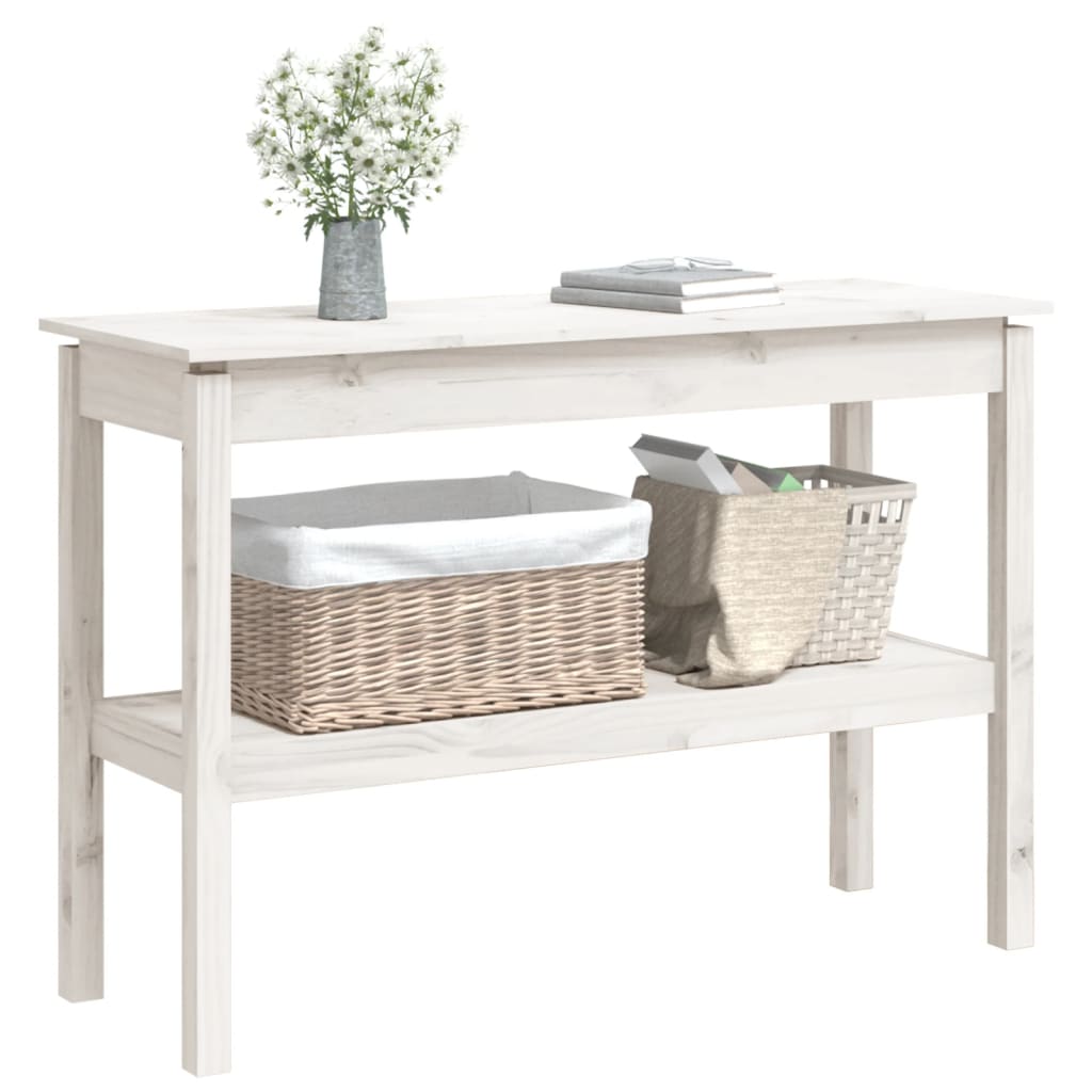Console Table White 110x40x75 cm Solid Wood Pine