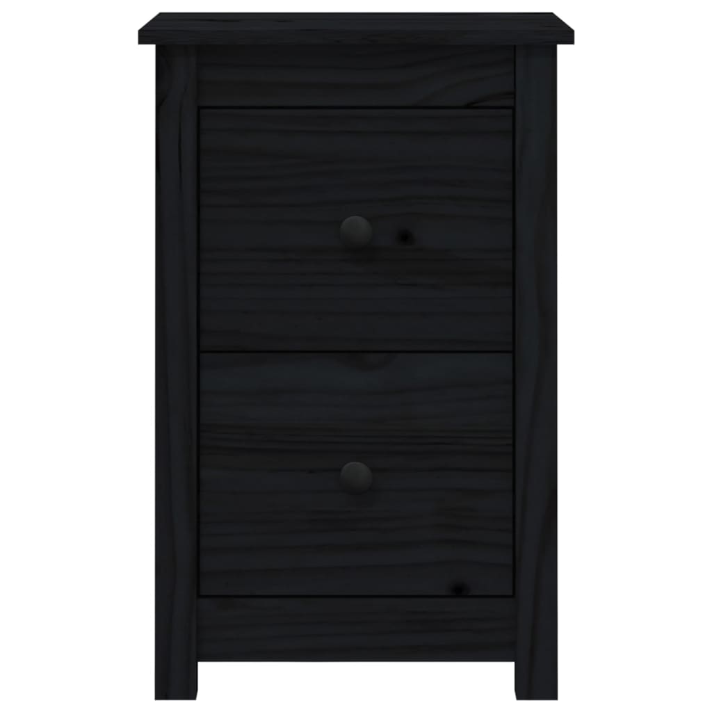 Bedside Cabinets 2 pcs Black 40x35x61.5 cm Solid Wood Pine