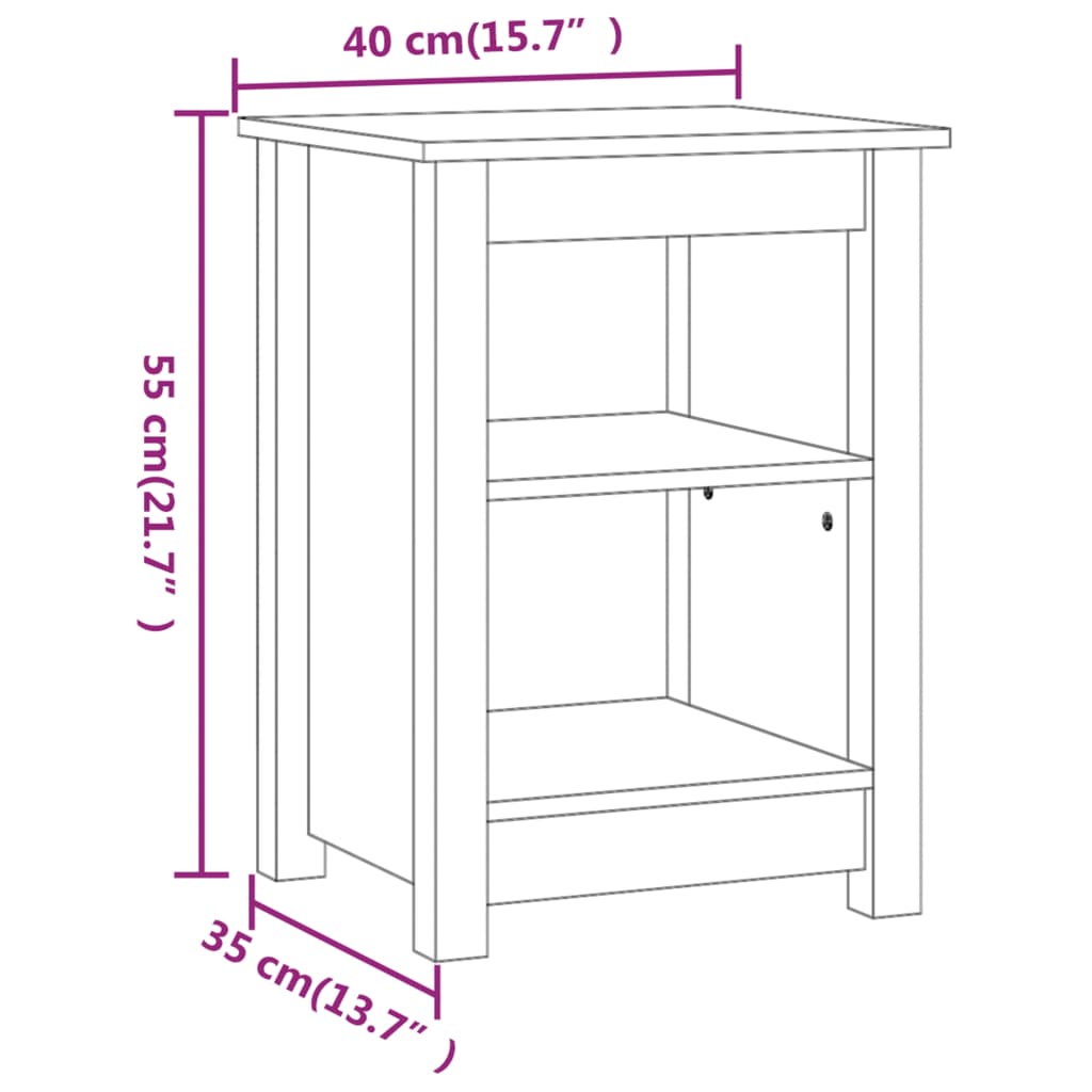 Bedside Cabinet Honey Brown 40x35x55 cm Solid Wood Pine