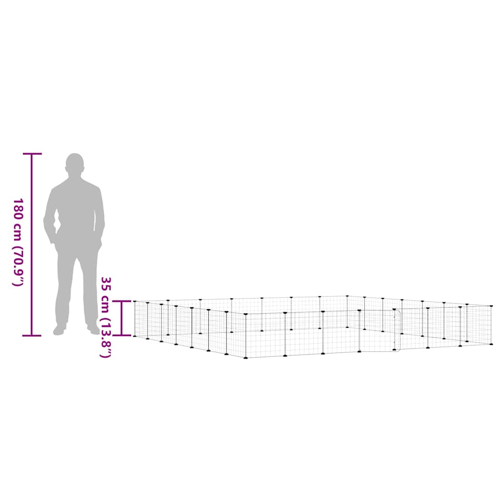 28-Panel Pet Cage with Door Black 35x35 cm Steel