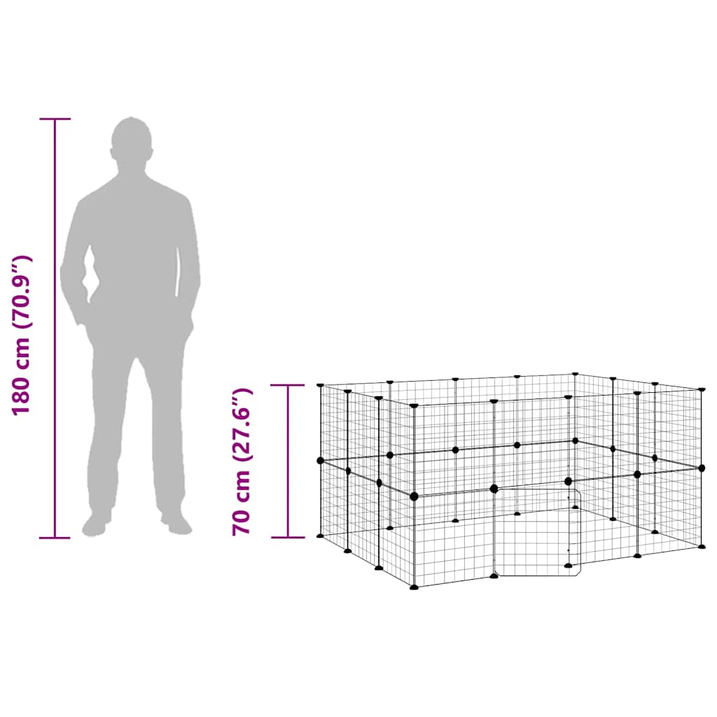 28-Panel Pet Cage with Door Black 35x35 cm Steel