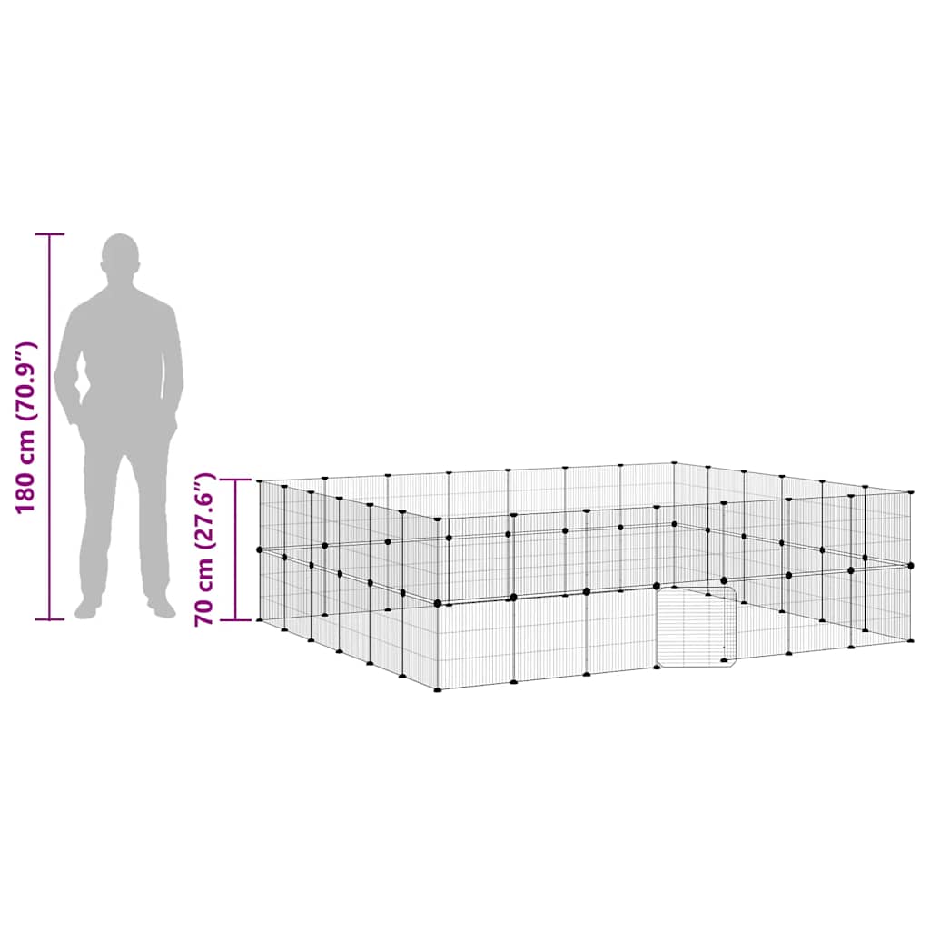 52-Panel Pet Cage with Door Black 35x35 cm Steel