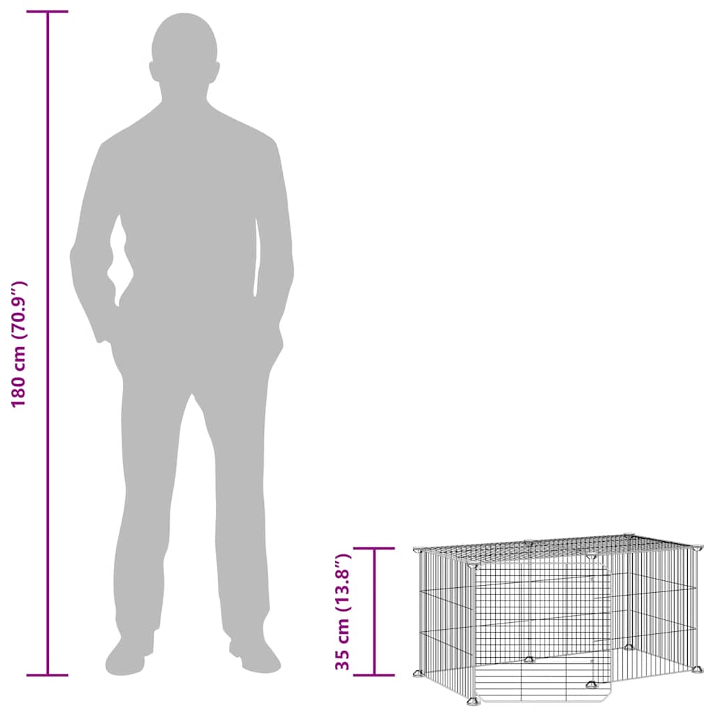 8-Panel Pet Cage with Door Black 35x35 cm Steel