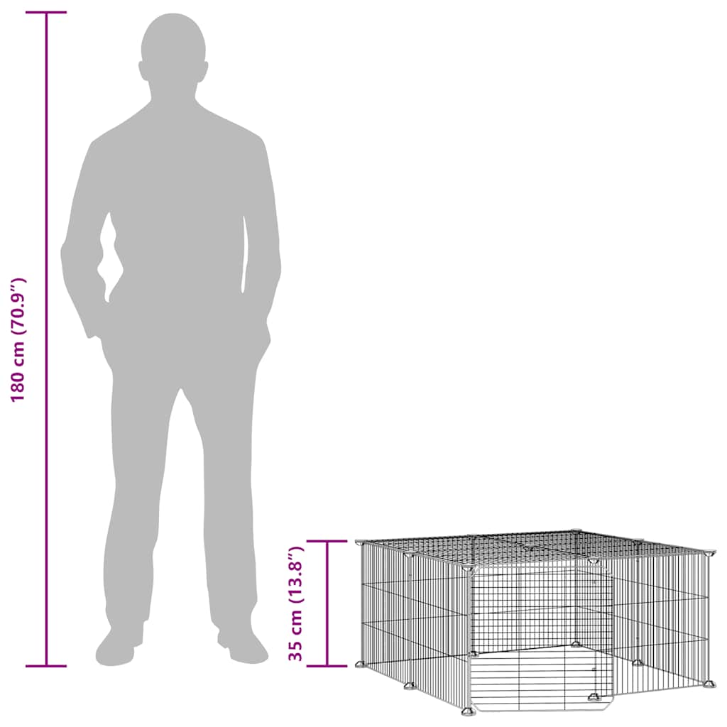 12-Panel Pet Cage with Door Black 35x35 cm Steel