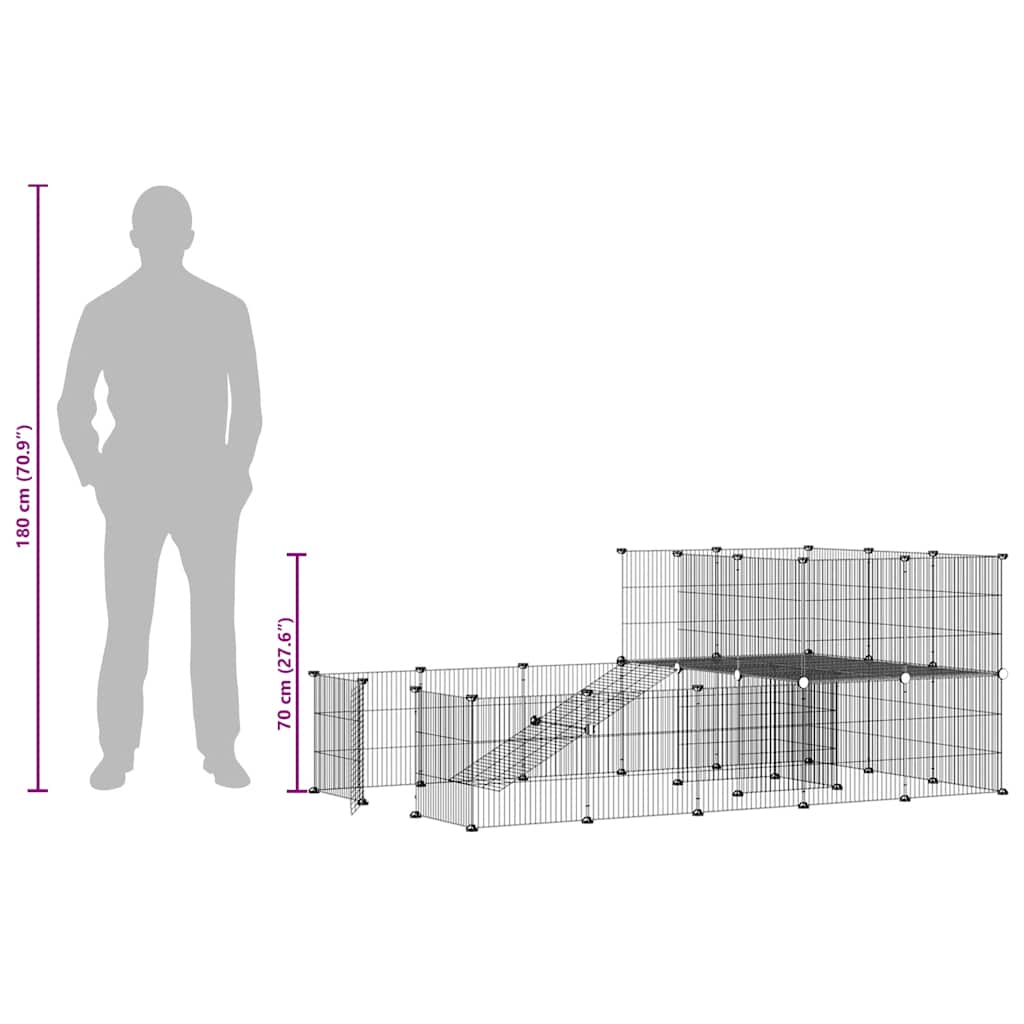36-Panel Pet Cage with Door Black 35x35 cm Steel
