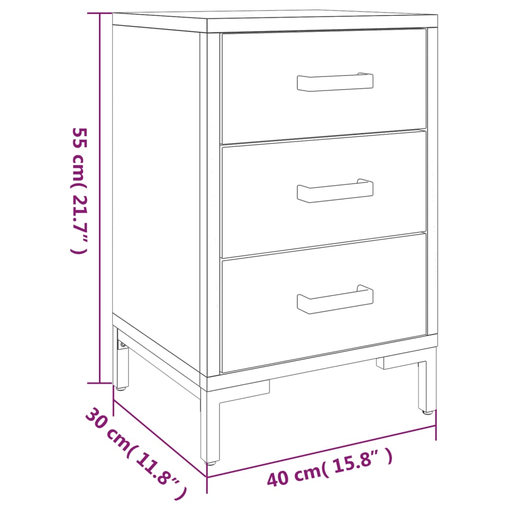 Bedside Cabinet Black 36x30x54 cm Solid Pinewood