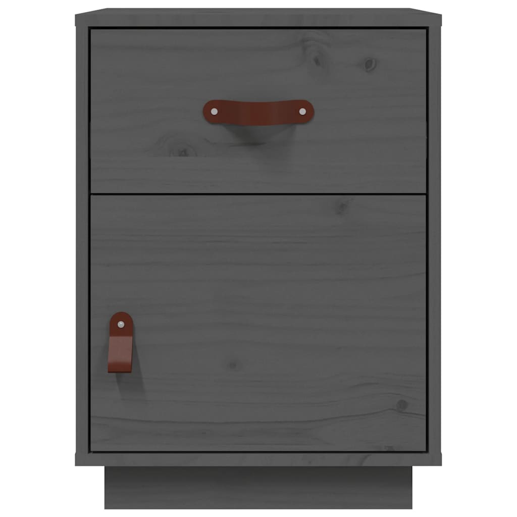 Bedside Cabinet Grey 40x34x55 cm Solid Wood Pine