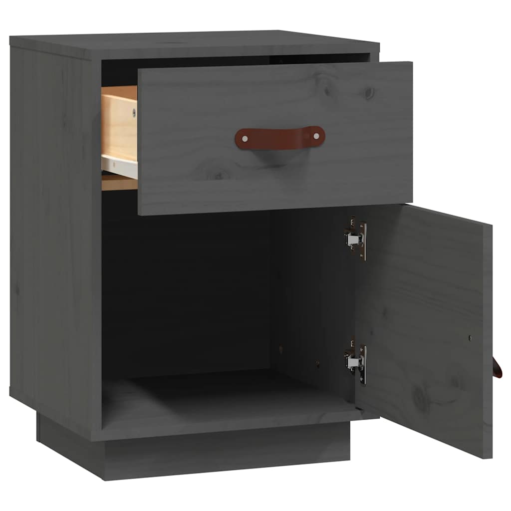Bedside Cabinet Grey 40x34x55 cm Solid Wood Pine