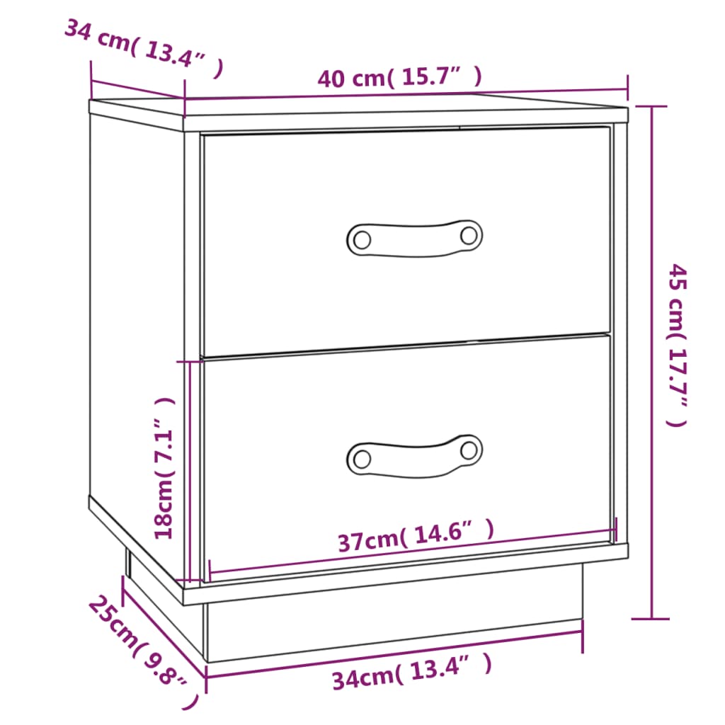 Bedside Cabinets 2 pcs Grey 40x34x45 cm Solid Wood Pine