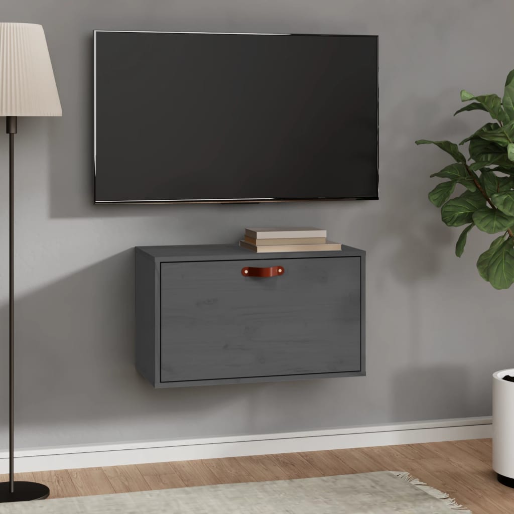 Wall Cabinet Grey 60x30x35 cm Solid Wood Pine