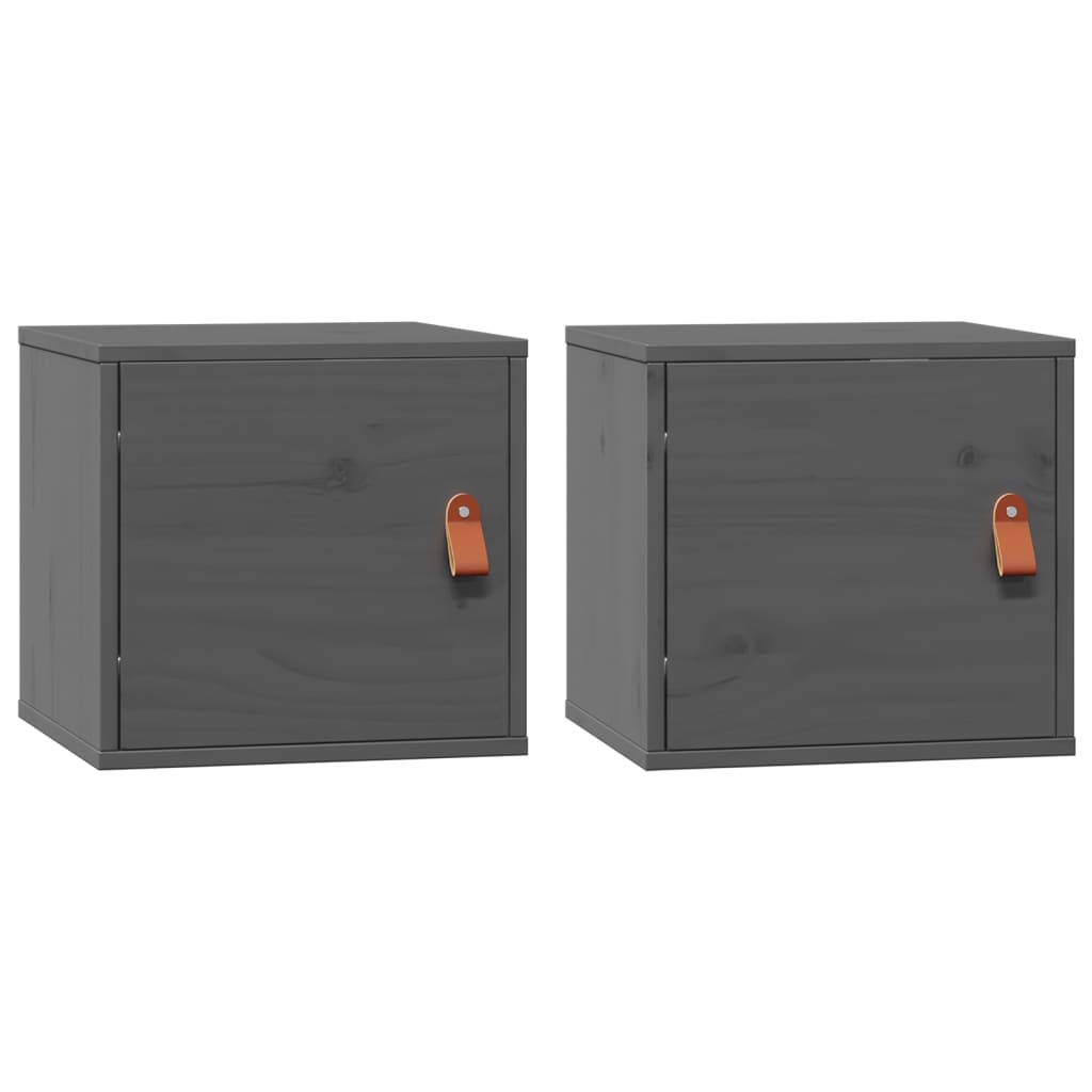 Wall Cabinets 2 pcs Grey 31.5x30x30 cm Solid Wood Pine