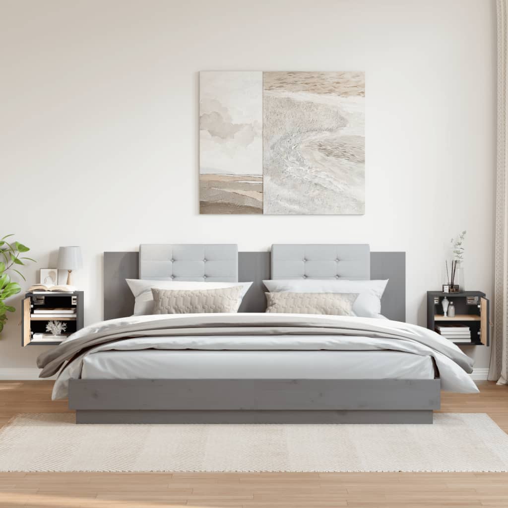 Wall Cabinets 2 pcs Grey 31.5x30x30 cm Solid Wood Pine