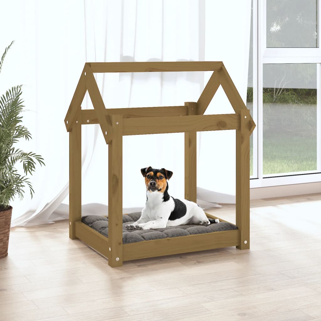 Dog Bed Honey Brown 61x50x70 cm Solid Wood Pine