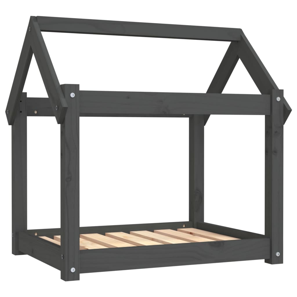 Dog Bed Grey 71x55x70 cm Solid Wood Pine