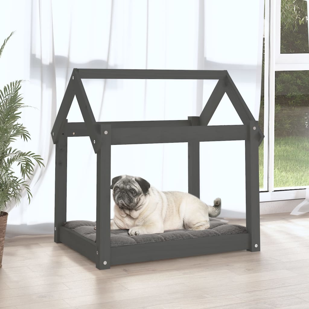 Dog Bed Grey 71x55x70 cm Solid Wood Pine
