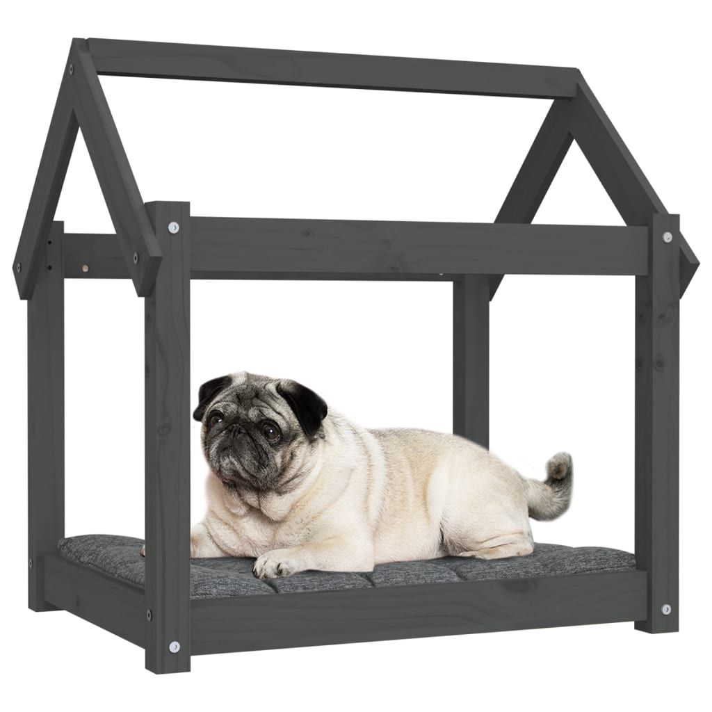 Dog Bed Grey 71x55x70 cm Solid Wood Pine