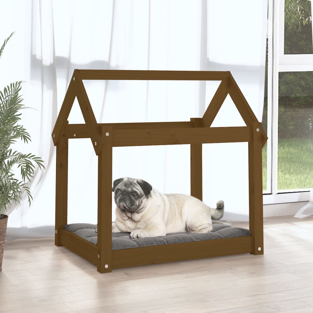 Dog Bed Honey Brown 71x55x70 cm Solid Wood Pine