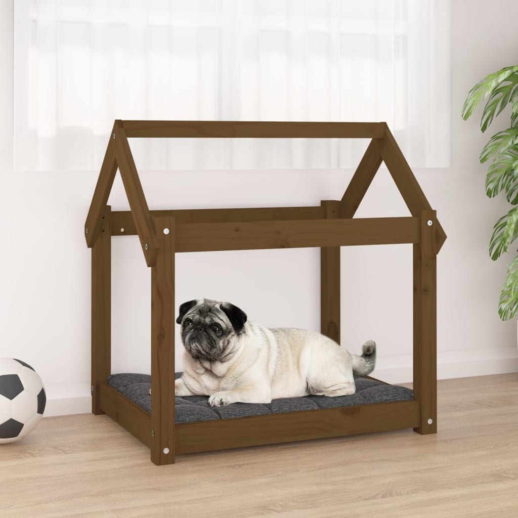Dog Bed Honey Brown 71x55x70 cm Solid Wood Pine