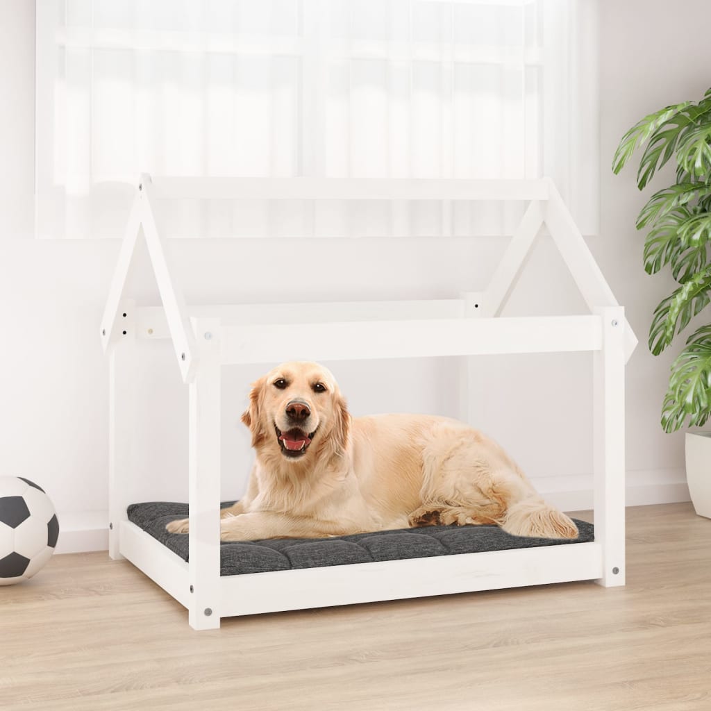 Dog Bed White 81x60x70 cm Solid Wood Pine