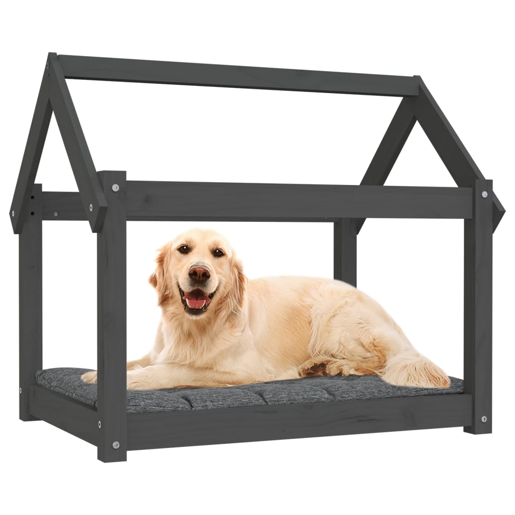 Dog Bed Grey 81x60x70 cm Solid Wood Pine