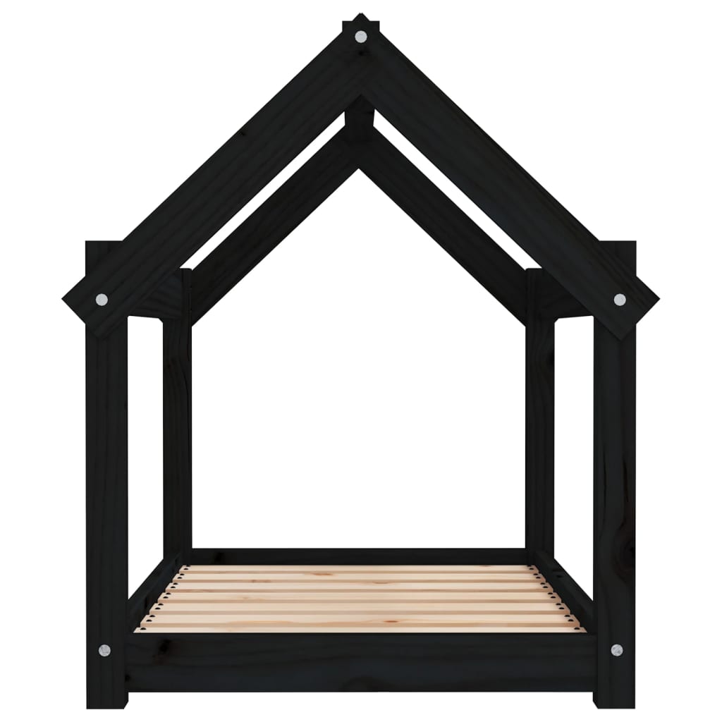 Dog Bed Black 81x60x70 cm Solid Wood Pine