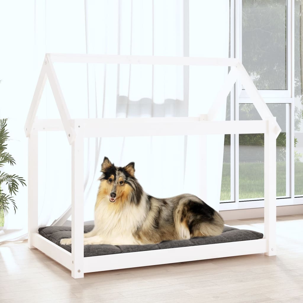 Dog Bed White 101x70x90 cm Solid Wood Pine
