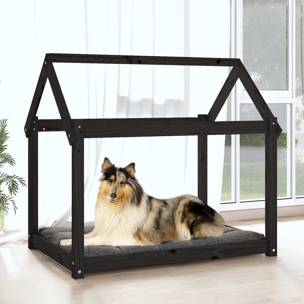Dog Bed Black 101x70x90 cm Solid Wood Pine